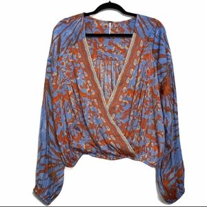 Free People Cruisin Together Red Blue Blouse